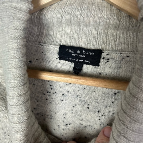 Rag & Bone Beige Cowl Neck Speck Relaxed Fit Cashmere Sweater M - Picture 5 of 5